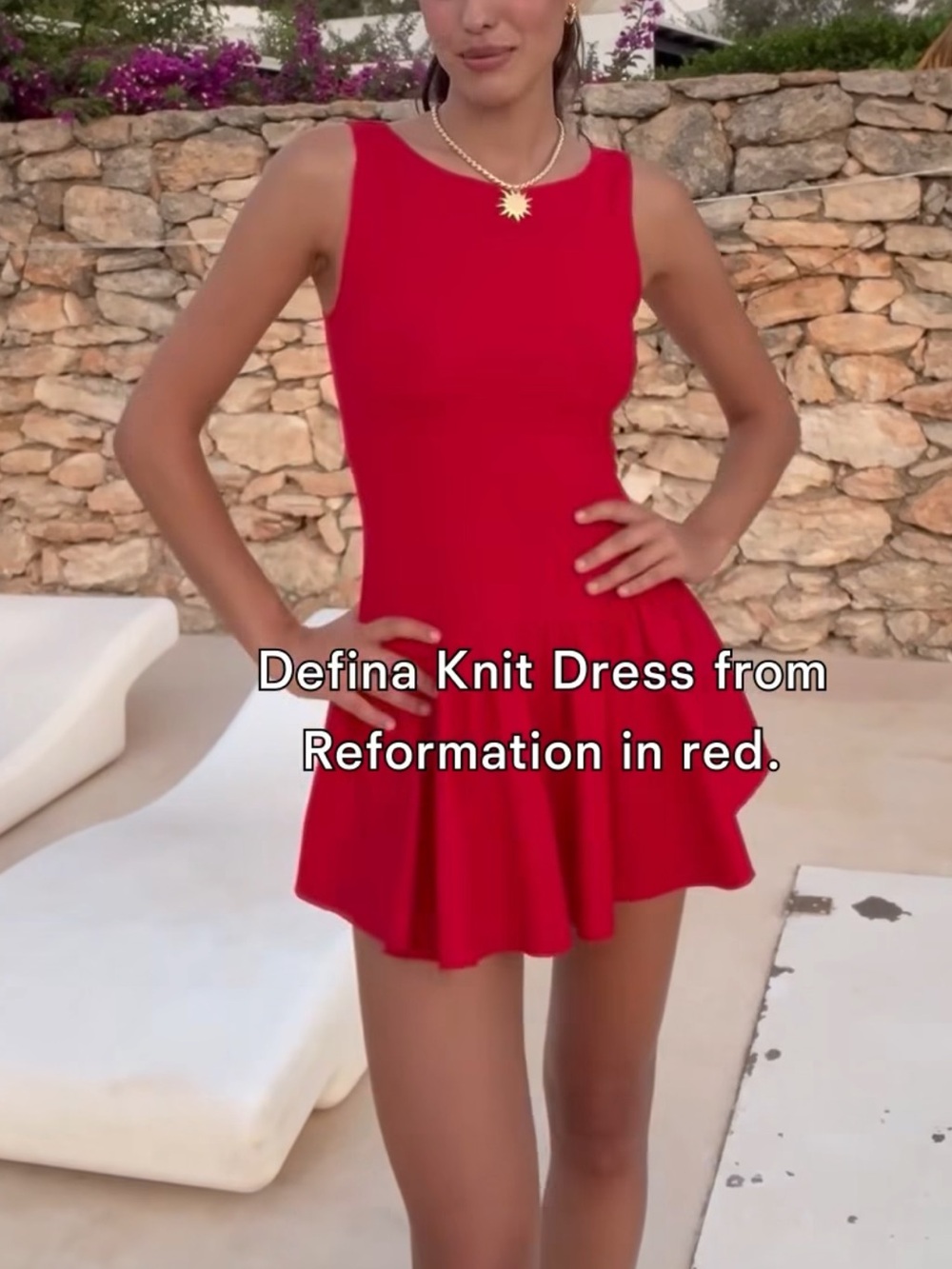 Reformation Defina Knit Dress — Cherry Red
